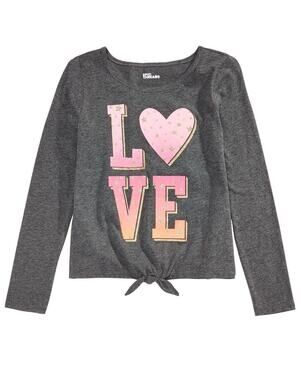 NWT Epic Threads Girls Long Sleeve Love Graphic Blouse Youth Size Medium